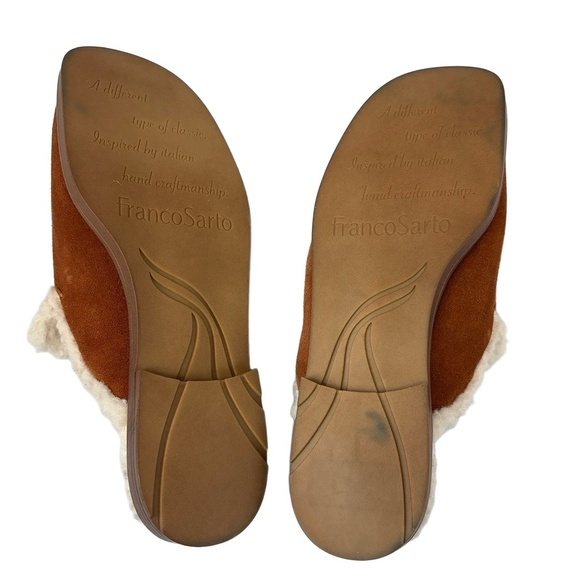 Franco Sarto Barris 2 Womens 8M Brown Faux Fur Lined Slip On Mules Cozy Comfort - Picture 4 of 5
